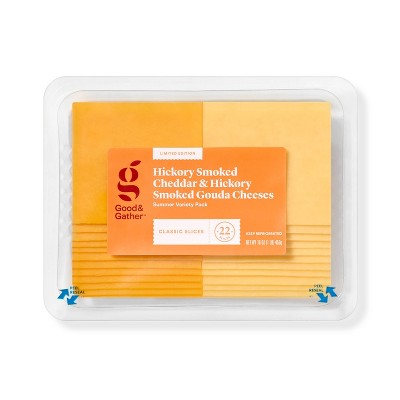 Hickory Smoked Cheddar and Hickory Smoked Gouda Cheese Slices Variety Pack - 16oz - Good & Gather™