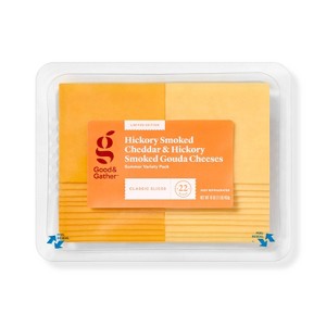 Hickory Smoked Cheddar and Hickory Smoked Gouda Cheese Slices Variety Pack - 16oz - Good & Gather™ - 1 of 3