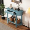 Elegant Retro Console Table with Curved Design, 2 Drawers & Open Shelf, Wooden Entryway Table for Living Room, Hallway & Entryway - 3 of 4