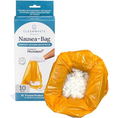 Cleanwaste Medical Nausea Vomit Bag with Microban, Filled with Absorbent Instant Gelling Powder, Neutralize Odors, Leak Resistant
