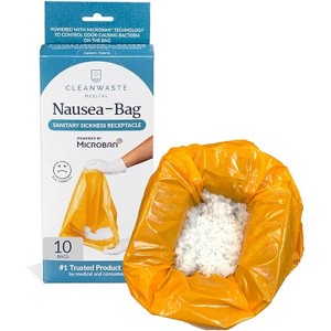 Cleanwaste Medical Nausea Vomit Bag with Microban, Filled with Absorbent Instant Gelling Powder, Neutralize Odors, Leak Resistant - 1 of 4