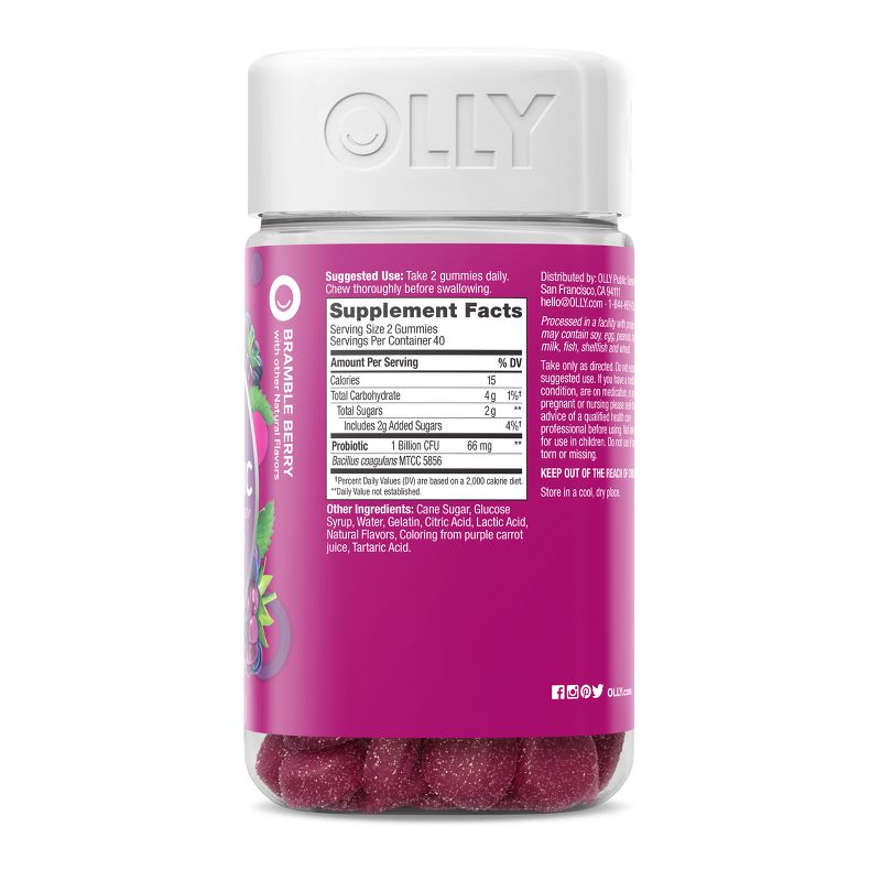 OLLY Probiotic Gummies for Immune &#38; Digestive Support - Bramble Berry - 80ct, 4 of 10
