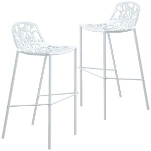 LeisureMod Devon Modern Aluminum Bar Stool – Mid-Century Counter Stool with Backrest and Powder-Coated Legs for Kitchen or Dining Set of 2 - 1 of 4