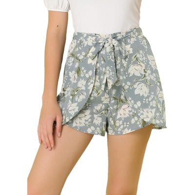 Allegra K Women's Summer Beach Casual Elastic Waist Floral Shorts