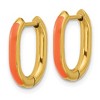 Chisel Stainless Steel Yellow IP-plated with Orange Enamel 2.40mm Elongated Hinged Hoop Earrings - 2 of 4