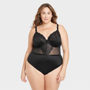 Women's Underwire Lace Lingerie Bodysuit - Auden™ Black - 1 of 4