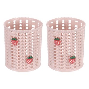 Unique Bargains Strawberry Decor Large-capacity Decorative Pencil Holder Pink 3.1x3.1x3.9 Inch - 1 of 4