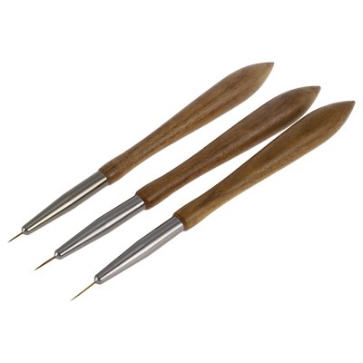 Unique Bargains Pull Wire Nail Painting Brushes Set for Polish Painting Home DIY Brown 3 Pcs