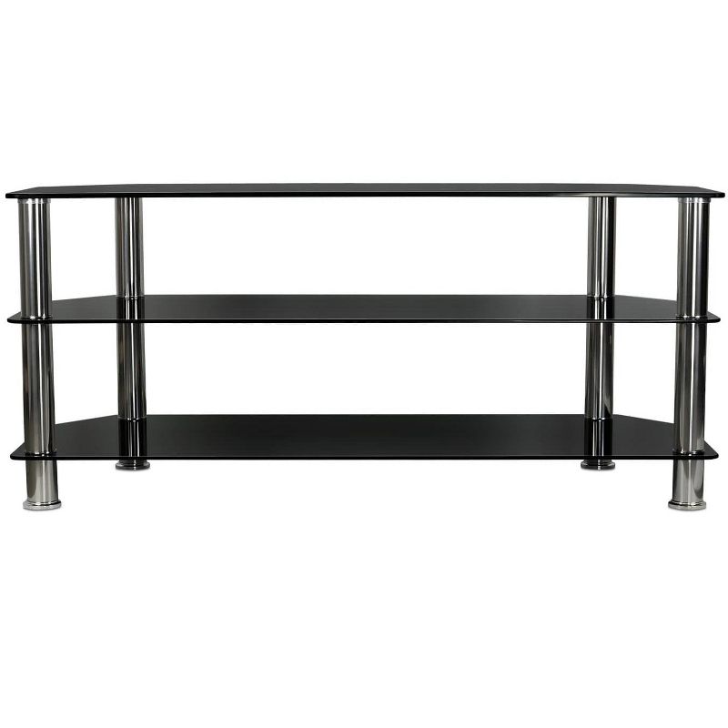 Mount-It! Glass TV Stand for Flat Screen Televisions Fits 40 - 60 Inch LCD, LED, OLED, 4K TVs | Three Tempered Glass Shelves | Black, 2 of 9