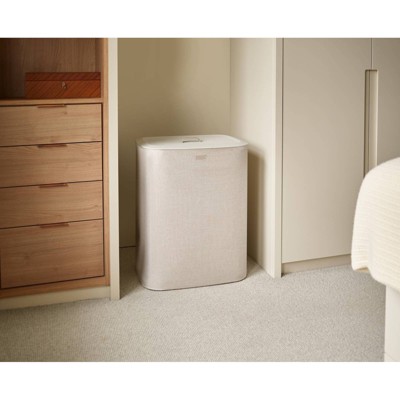 Gray Dual Compartment Laundry Hamper with Lid