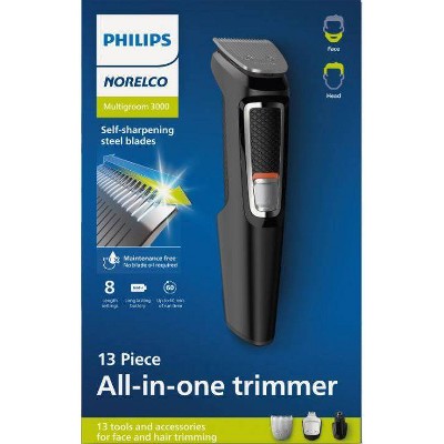 Philips Norelco Series 3000 Multigroom All-in-One Men&#39;s Rechargeable Electric Trimmer with 13 Attachments - MG3740/40