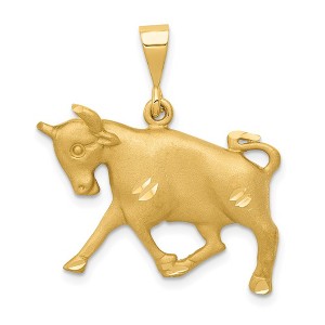 Black Bow Jewelry 14k Yellow Gold Large Taurus the Bull Zodiac Pendant - 1 of 4