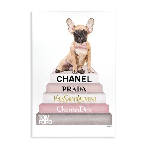 Stupell Industries Watercolor Bookstack French Bulldog Wall Plaque Art, 13" x 19" - 1 of 4