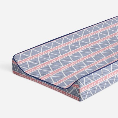 Bacati - Emma Coral/Navy Large Triangles Quilted Muslin Changing Pad Cover