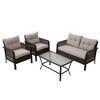 Heynemo 4 Pieces Patio Furniture Set, Outdoor Rattan Chair Wicker Conversation Sets with Cushions and Glass Coffee Table - 4 of 4