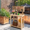 Tangkula Garden Work Bench, Wood Potting Station w/ Bottom Shelves & Top Compartments Solid Fir Wood Structure - 3 of 4