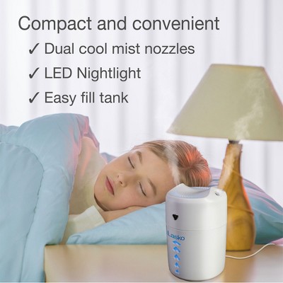 Lasko White Portable Dual Mist Ultrasonic Humidifier