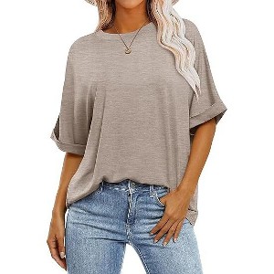 Zeagoo Women Oversized T-Shirt Summer Casual Short Sleeve Loose Tee Tops - 1 of 4