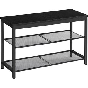 3-in-1 Industrial Storage Bench: Seat, Display & Organizer - 3-Tier Mesh Shoe Rack for Entryway, Living Room or Hallway - 1 of 4
