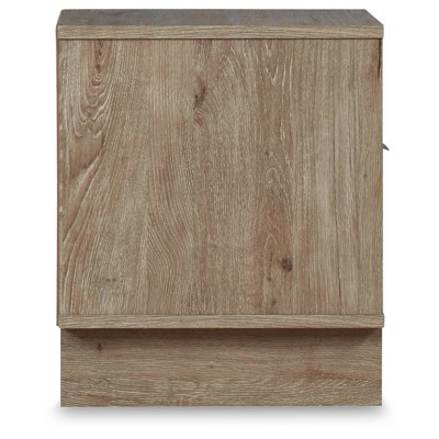 Transitional Light Brown Nightstand with Open Cubby and Drawer