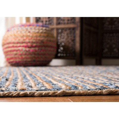 Coastal Breeze Blue Handwoven Jute Runner Rug - 27" x 8"