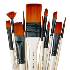 KINGART Brush Set Gold Nylon in Case 12 pc - 1 of 4