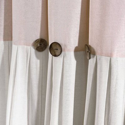 Blush and Off-White Linen Button Window Curtain Panel