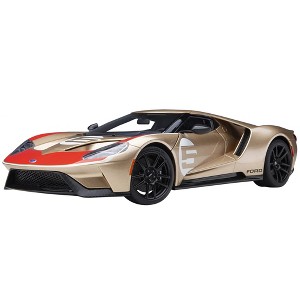 Ford GT Heritage Edition #5 "Holman Moody" Gold Metallic with Red and White Graphics 1/18 Model Car by Autoart - 1 of 4
