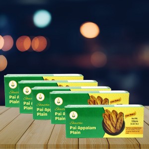 Shastha Handmade Plain Pai Pepper Appalam / Mini Pappad / Appalam - Pack of 5 , 100gm - 1 of 4