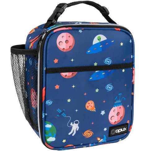 Opux Insulated Lunch Box, Soft School Cooler Bag Kids Boys Girls, Leakproof Reusable Compact Small Pail Tote Men Women Adult Work (Space Astronaut)