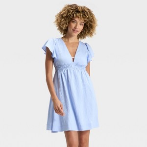 Women's Flutter Short Sleeve Mini A-Line Dress - A New Day™ - 1 of 3