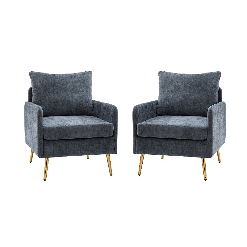 Set of 2 Giovann Wooden Upholstered Accent Chair Comfy Armchair | Karat Home, 1 of 11