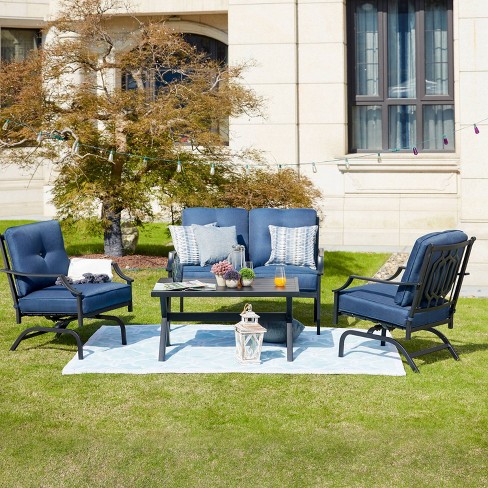 Patio Festival 4pc Steel Outdoor Conversation Set With Cushions Table Water resistant Target