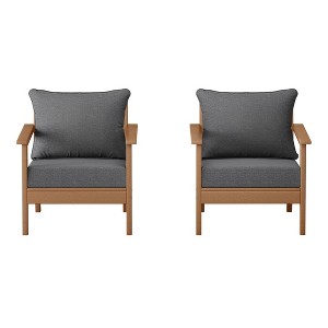 WestinTrends Avalon Outdoor Modern HDPE Patio Club Chairs with Deep Seat Cushions (Set of 2) - 1 of 4