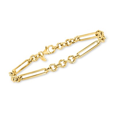 Ross-Simons Italian 14kt Yellow Gold Alternating Cable-Link Bracelet