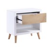 Vynxaria Asker Collection Kids' Nightstand, 2-Tone White/Natural, Pine Veneer, 1 Drawer and Cubby, Mid-Century Design - 4 of 4
