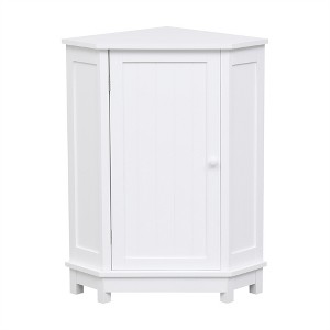 OUTSUPPLY Modern Triangle Bathroom Corner Cabinet with Adjustable Shelves, Storage Cabinet with Wooden Knobs - 1 of 4