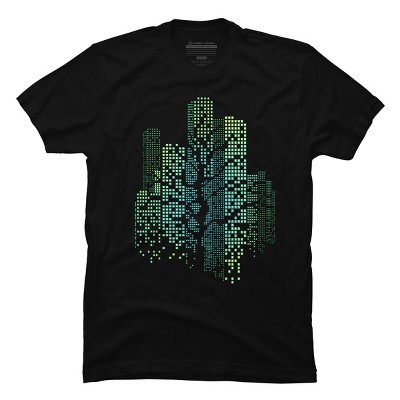 Men's Design By Humans City Lights and Tree By alnavasord T-Shirt