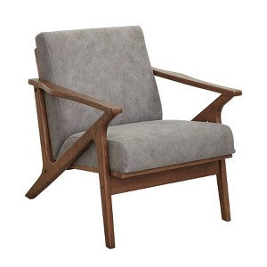 Buylateral Bianca Mid Century Modern Solid Wood Accent Chair Faux Leather - 1 of 4