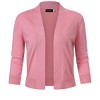 Women s 3/4 Sleeve Cropped Cardigan Sweaters Open Front Knit Short Bolero Shrugs Dusty Pink 4XL - 2 of 4