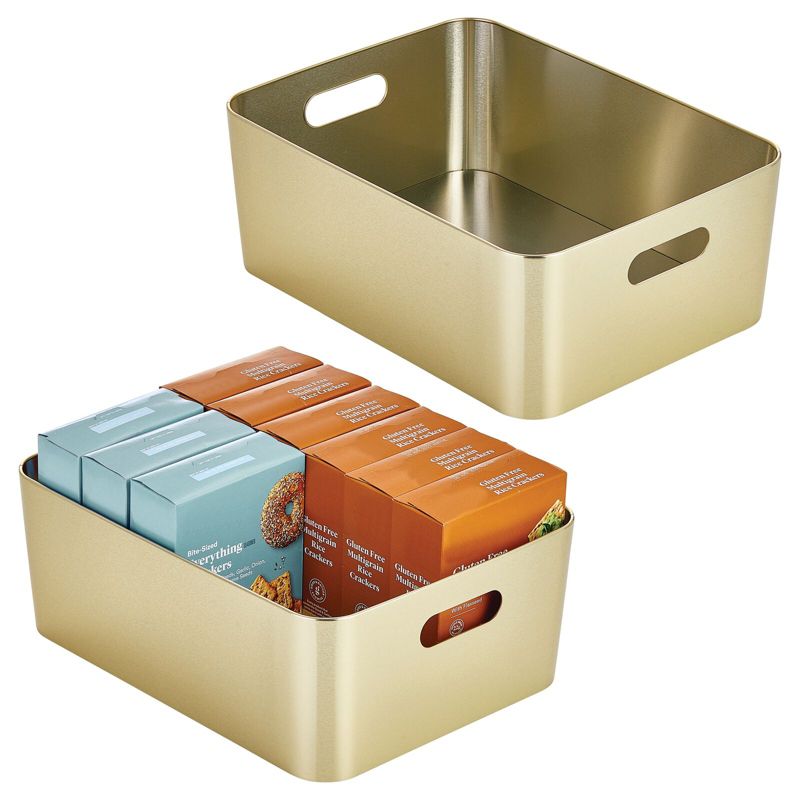 mDesign Large Metal Kitchen Storage Container Bin with Handles, 1 of 9