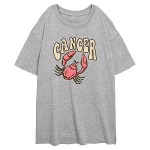 Junior's Lost Gods Cancer Crab Art Symbol Oversized T-Shirt - 1 of 2