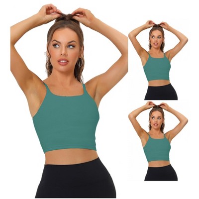 INSPIRE CHIC Women's Medium Impact Fitness Workout Wireless Padded Yoga Longline Sports Bras 3 Packs