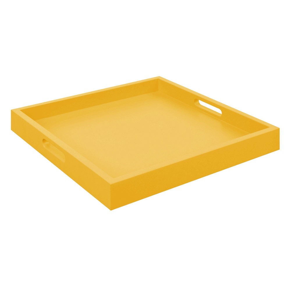 Palm Beach Tray Yellow - Breighton Home: MDF Decorative Platter for Coffee Table or Ottoman Use Only