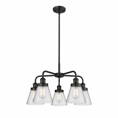 Cone - 5 Light Stem Hung Chandelier In Art Deco Style-14.75 Inches Tall and 24.25 Inches Wide