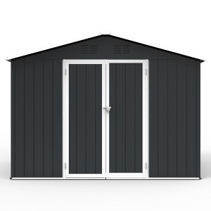 Gulches Metal garden sheds 6ftx8ft outdoor storage sheds Dark-grey ,Tool Shed with All-Weather Design - 1 of 4