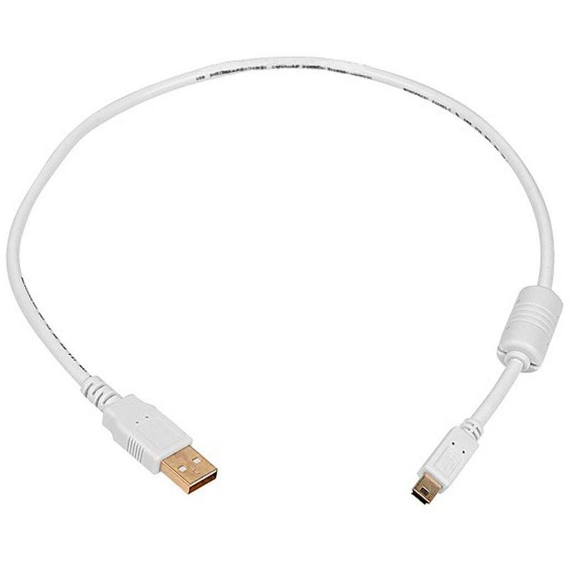 Monoprice USB 2.0 Cable - 1.5 Feet - White | USB Type-A to USB Mini-B 2.0 Cable - 5-Pin, 28/24AWG, Gold Plated, 1 of 4