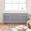vidaXL Radiator Cover with Top Shelf, Hide Cluttered Pipes, MDF, 55.5-80.7''x7.5''x32.1'', Gray - 3 of 4