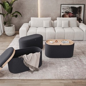 Techni Home Storage Ottoman with Reversible Tray Top, Black - 1 of 4