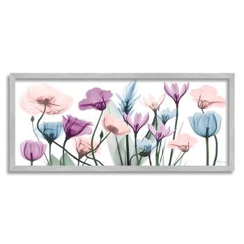 Stupell Industries Modern Translucent Pastel Tulips Flower Buds Blossoms Black Framed Giclee Art